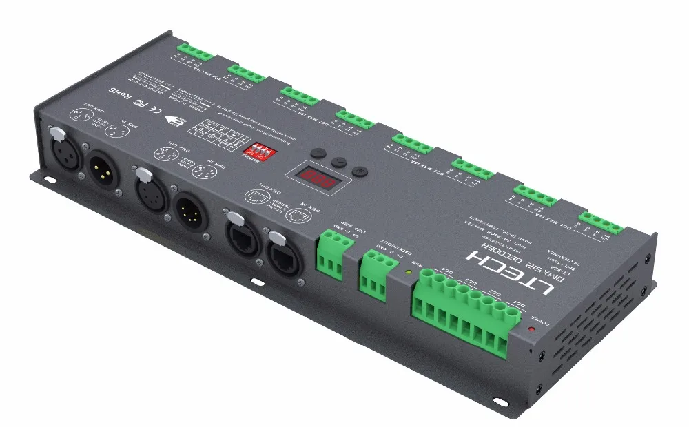 LT 924 24CH контроллер dmx DC12 24V вход 3A * выход DMX512/RDM/3 контактный XLR Сделано в Китае
