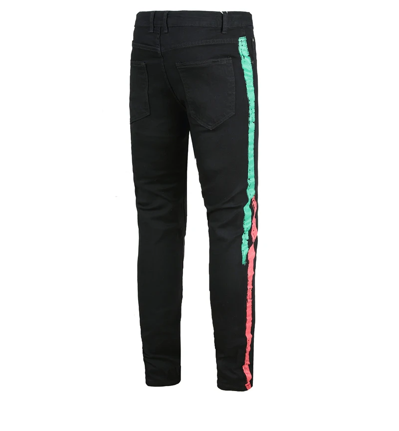 QUANBO мужские черные узкие эластичные джинсы в стиле панк мода Slim Fit эластичный пояс Джинсы для женщин печати джинсовые узкие брюки плюс