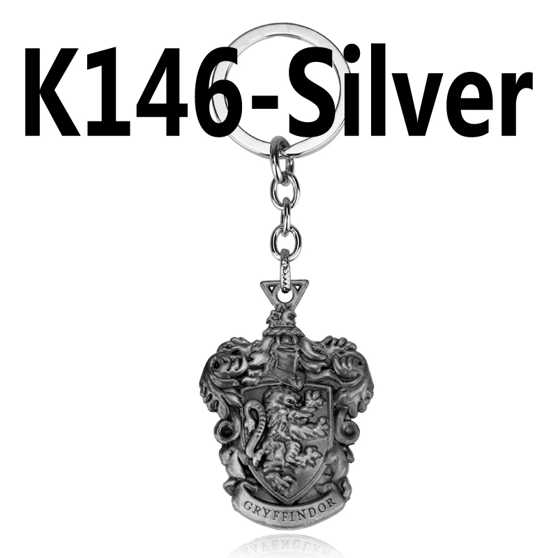 Классический фильм Вдохновленный дом знак школы Хогвартс брелок Слизерин Гриффиндор Hufflepuff Ravenclaw подарок для друга - Цвет: K146-silver