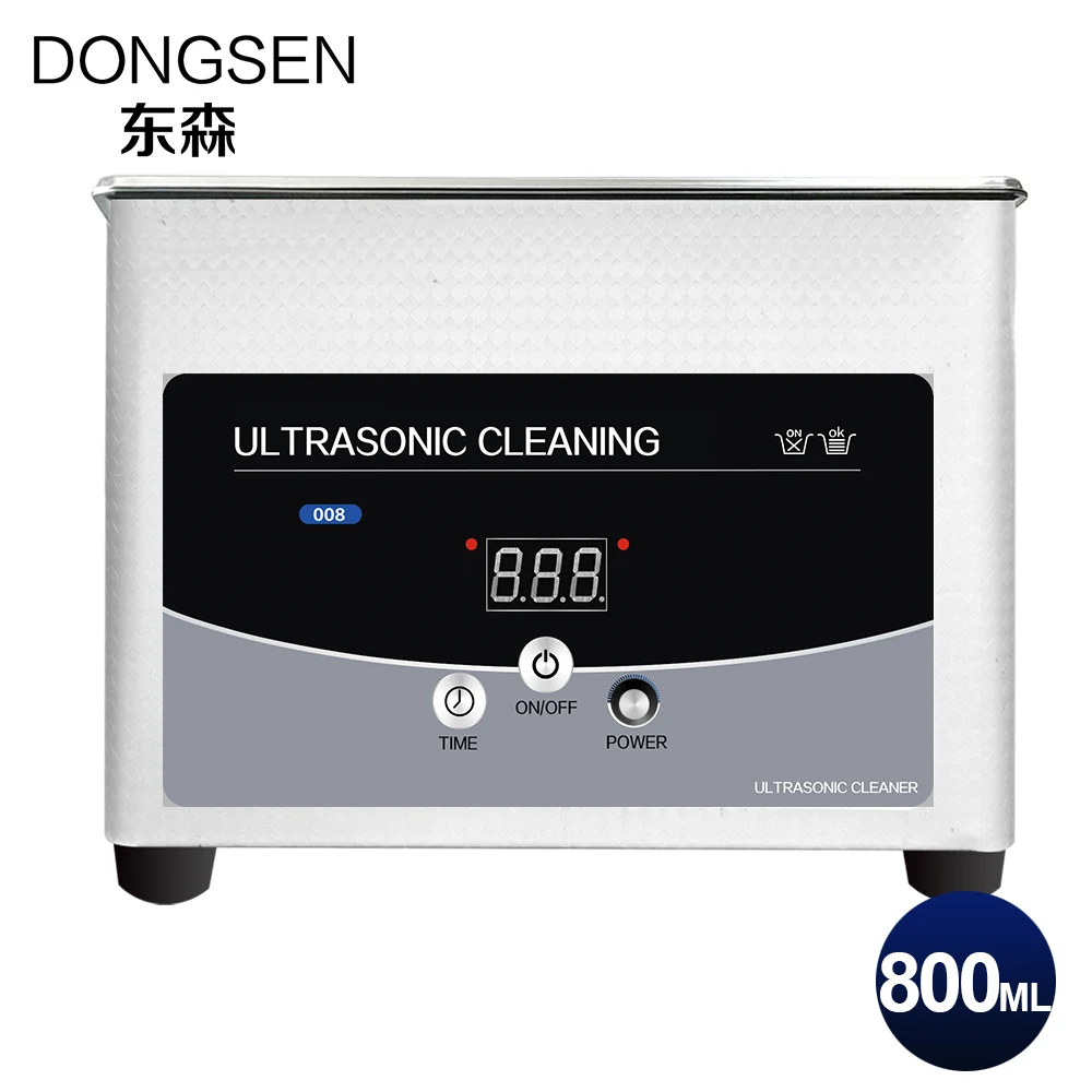 

0.8L Mini Portable Ultrasonic Cleaner Power Adjustable Ultrasound Bath Fruit Ring Coin Razor Denture Mold Oil Washer Machine