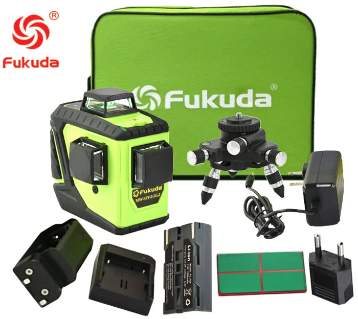 Fukuda 12 линий MW-93T литиевая батарея зеленый/красный лазерный уровень 360 вертикальный и горизонтальный самонивелирующийся перекрестный 3D лазерный уровень