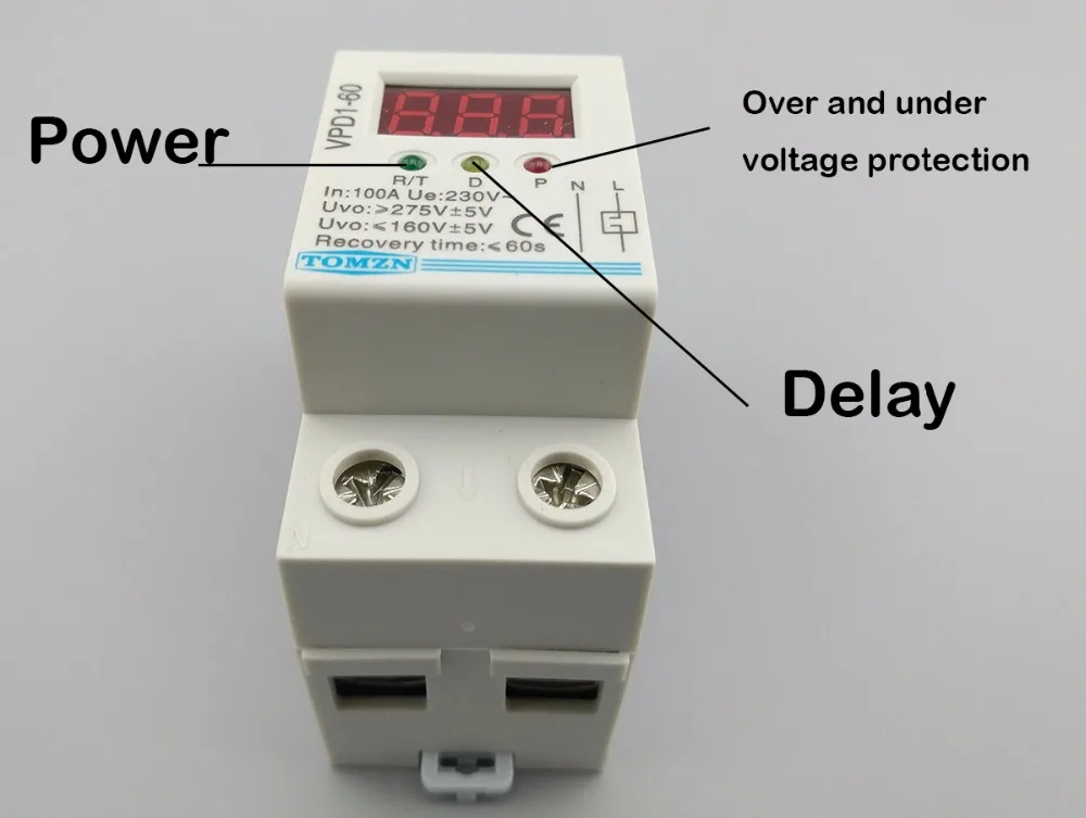 100А 220 В автоматическое переподключение Защита от перенапряжения защитное устройство реле с Вольтметр Напряжение монитор