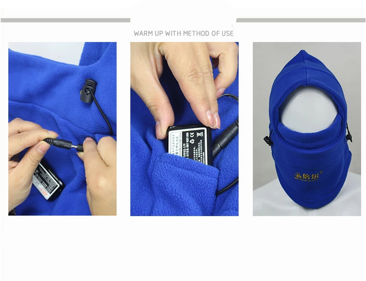 Electric fleece cap, head and neck windproof hat, heating headdress bib