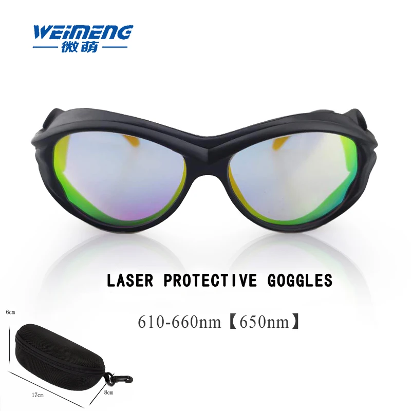 

Weimeng 650nm Laser safety goggles eye protection 610-660nm Reflect red light black PC frame OD+6 For Laser Machine