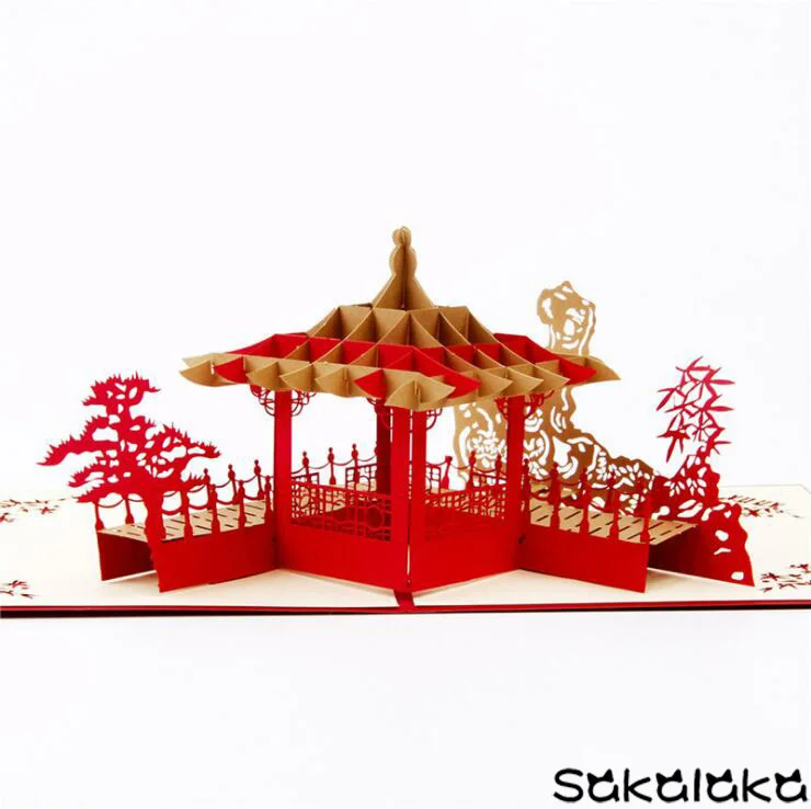 10pcs creative handmade 3D Tourism memorial greeting card Paper cut