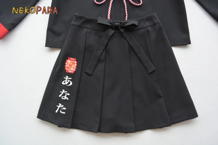 Summer Festivity Japanese Kimono Style 2pcs Women's Set Long Sleeve Trench Shirt& Pleated Skirt Color Black - Цвет: Skirt Only