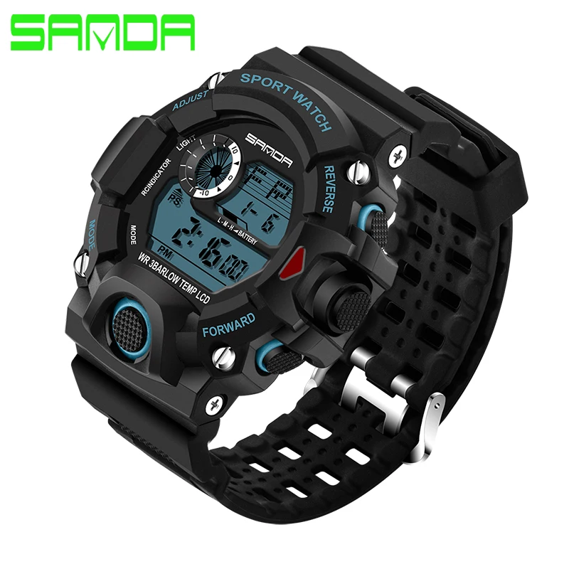 SANDA цифровой светодиодный часы для мужчин водонепроницаемые спортивные мужские часы Роскошные брендовые военные наручные часы для мужчин часы Relogio Masculino