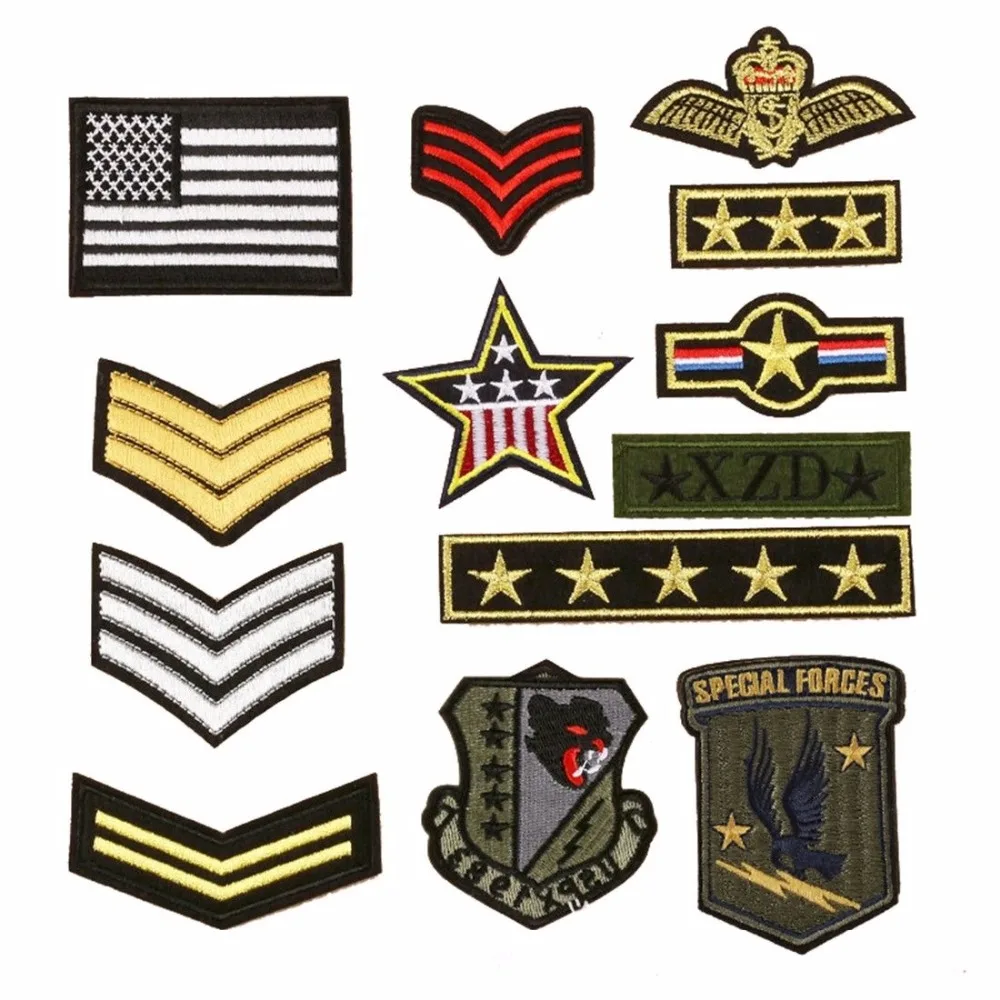 

American USA Military Army Insignia Sargent Chevron Special Air Force STARS Patch Soldier Rank Badge Applique Stripes Patches