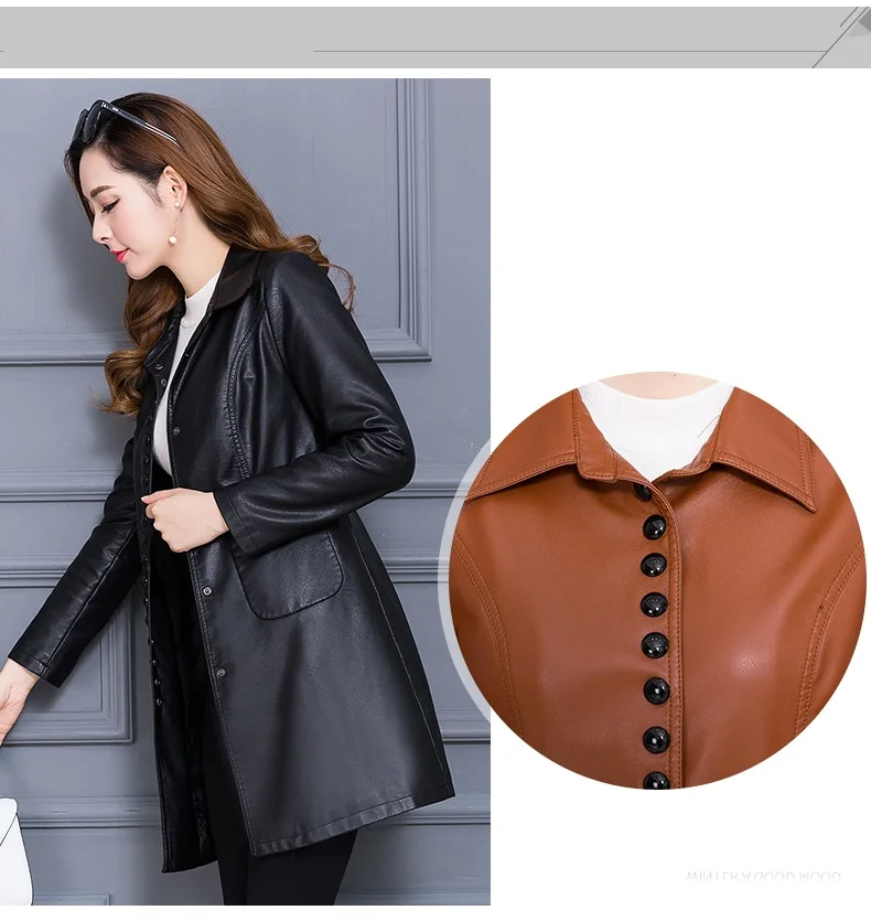 Модные женские кожаные куртки высокого качества пальто для Для женщин большие размеры NEWAutumn/зима PU кожаная куртка Женский пальто пыли K3753