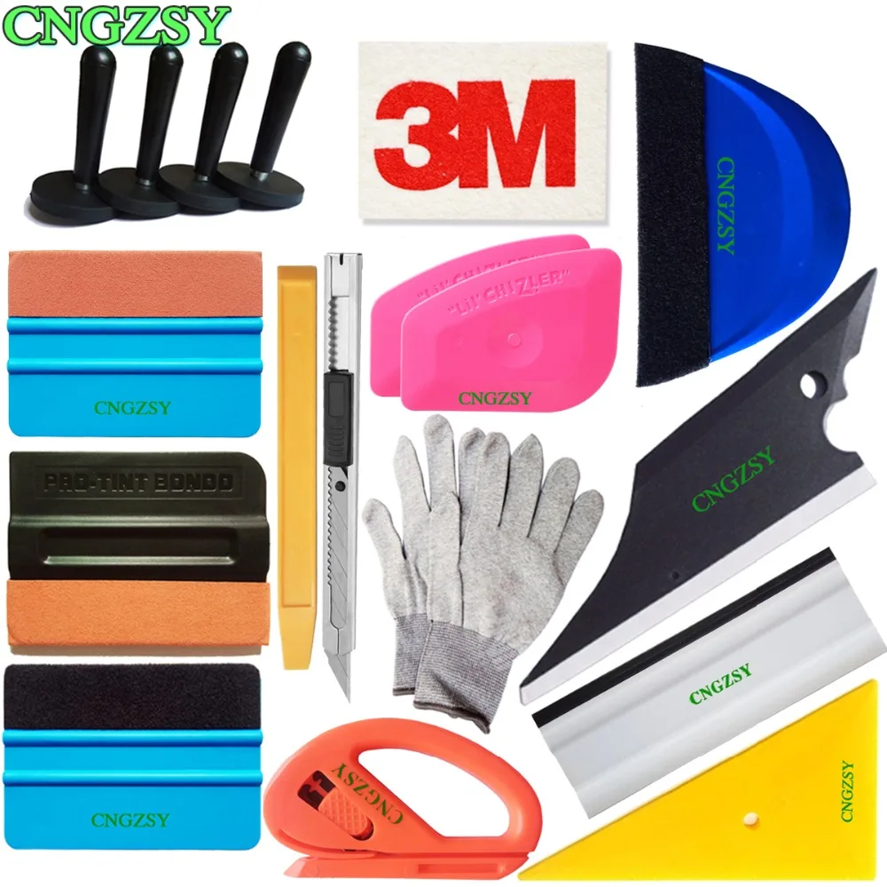 

18pcs Decal Sticker Carbon Fiber Car Foil Vinyl Wrap Applicator Tool with Magnet Suede Wool Squeegee Cutter Window Tint Tool K82