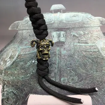 

1PC Retro Brass Skull Knife Beads Lanyard Pendant Paracord Umbrella Rope Necklace Bracelet DIY Decorative Pendant Accessories