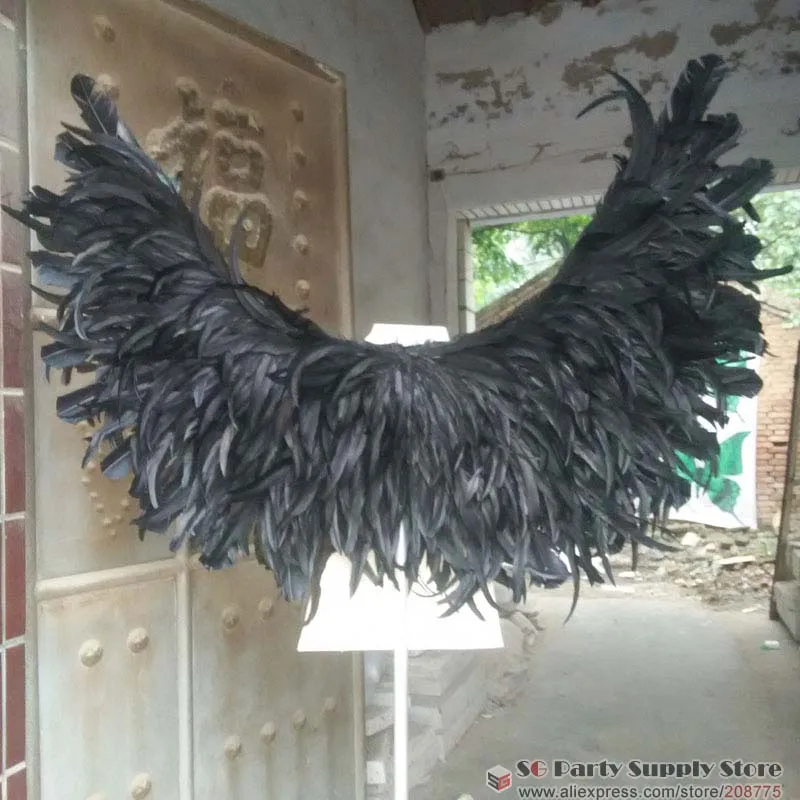 

Customized Victoria's black Angel feather wings for Catwalks Party decorations COS shooting props 90cm EMS Free shipping