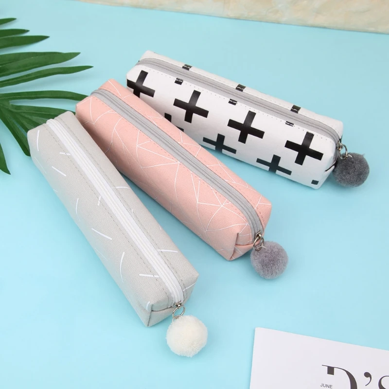 

Beknopte Effen kleur Meisjes student etui school potlood gevallen voor meisje briefpapier canvas potlood tas Cosmetic Pouch