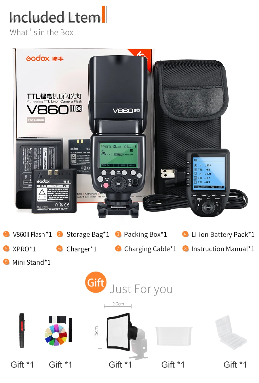 Godox V860II-C V860II-N V860II-S V860II-F V860II-O HSS ttl Вспышка Speedlite+ Xpro передатчик для цифровой зеркальной камеры Canon Nikon sony Fuji Olympus