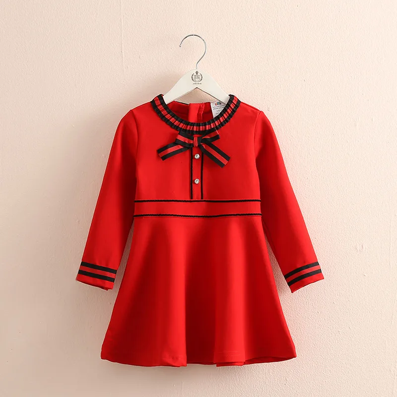 

Baby round neck dress 2019 spring new girls children's clothing children's bow dress qz-4966