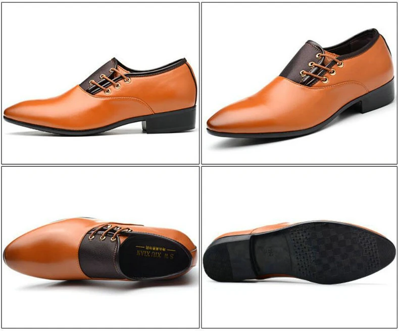 Men's Wedding Shoe Oxfords For Mens Shoes Formal Leather Black Brogues Dress Shoe Lace-Up Men Casual Shoes Oxfords Large Size 47 (7)