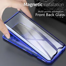 Металлический магнитный чехол из закаленного стекла для OPPO Realme 3