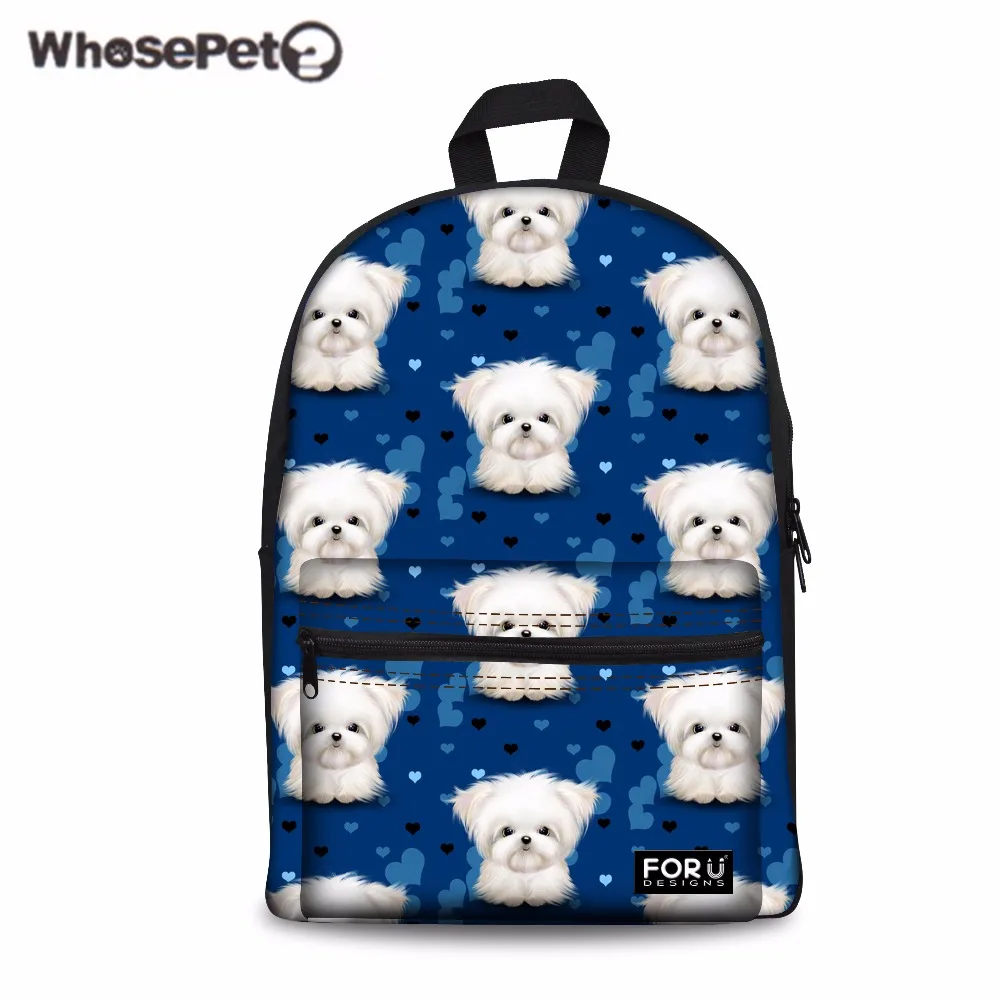 

WHOSEPET Students School Backpacks for Teenager Girls Maltese Florals Printing Shoulder Backpack Women Casual Laptop Daypack