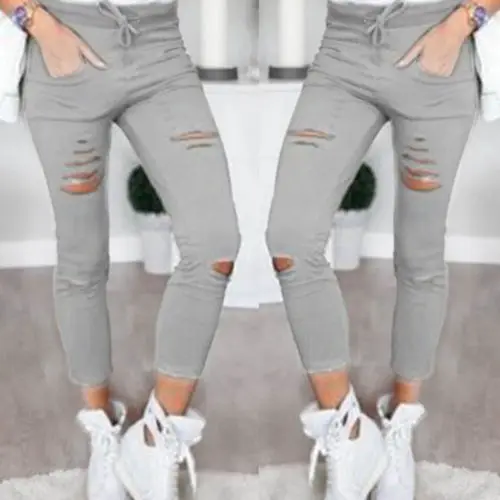Women-Leggings-Ladies-Stretch-Faded-Ripped-Slim-Fit-Skinny-Denim-Jeans-Pants-USA