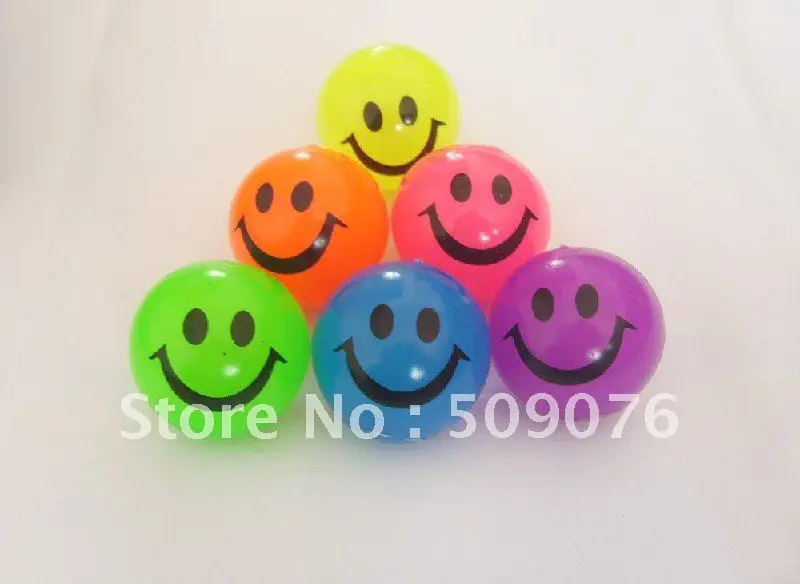

Free shipping 288pcs/lot 4cm rubber color changing led light up bouncy ball led flashing smile face led light ball