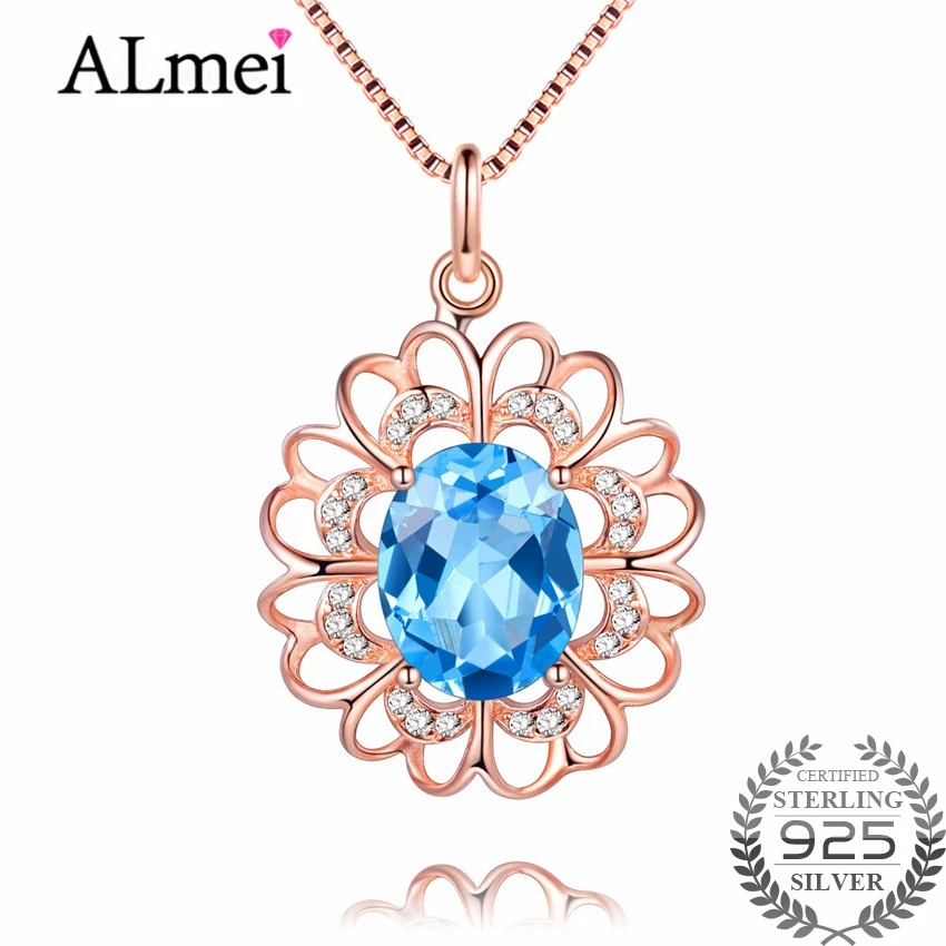 Подвески из бисера Almei с голубым топазом круглые чистого серебра 925 пробы цвета