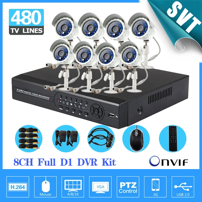 

NVR 8ch CCTV System Video protection full d1 dvr recorder with Outdoor waterproof Cameras for home security HDMI 1080P