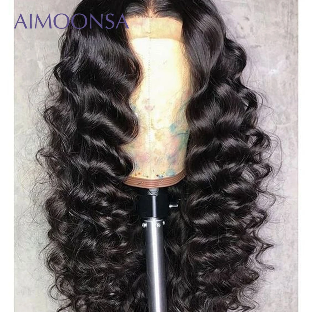 Loose Wave Wig Glueless Full Lace Wigs 180 Density Black Wig For Women Human Hair With Baby Hair Natural Wig Remy Hair Aimoonsa