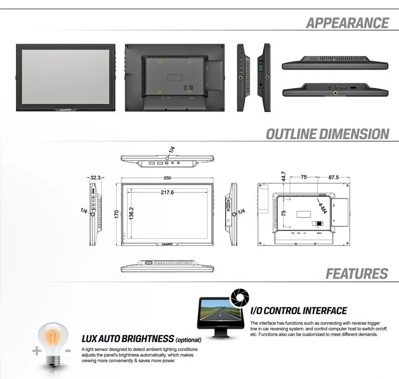 Lilliput 10 дюймов ips 1280x800 Мульти-сенсорный экран емкостный монитор с HDMI VGA AV вход FA1014-NP/C/T