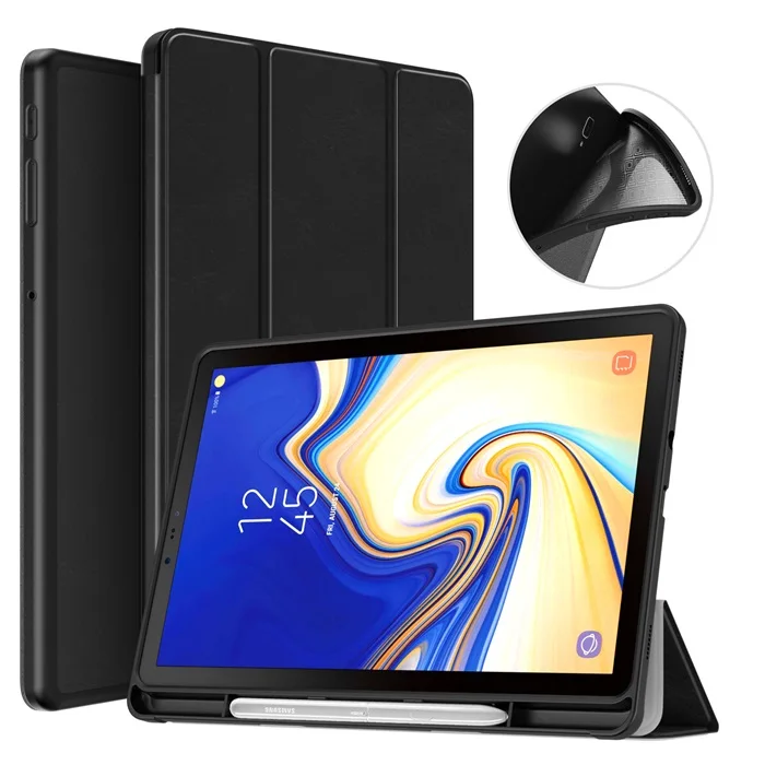 Чехол MoKo для samsung Galaxy Tab S4 10,5 с держателем для ручки S, Ультратонкий чехол-подставка из мягкого ТПУ с функцией автоматического пробуждения/сна - Цвет: Black