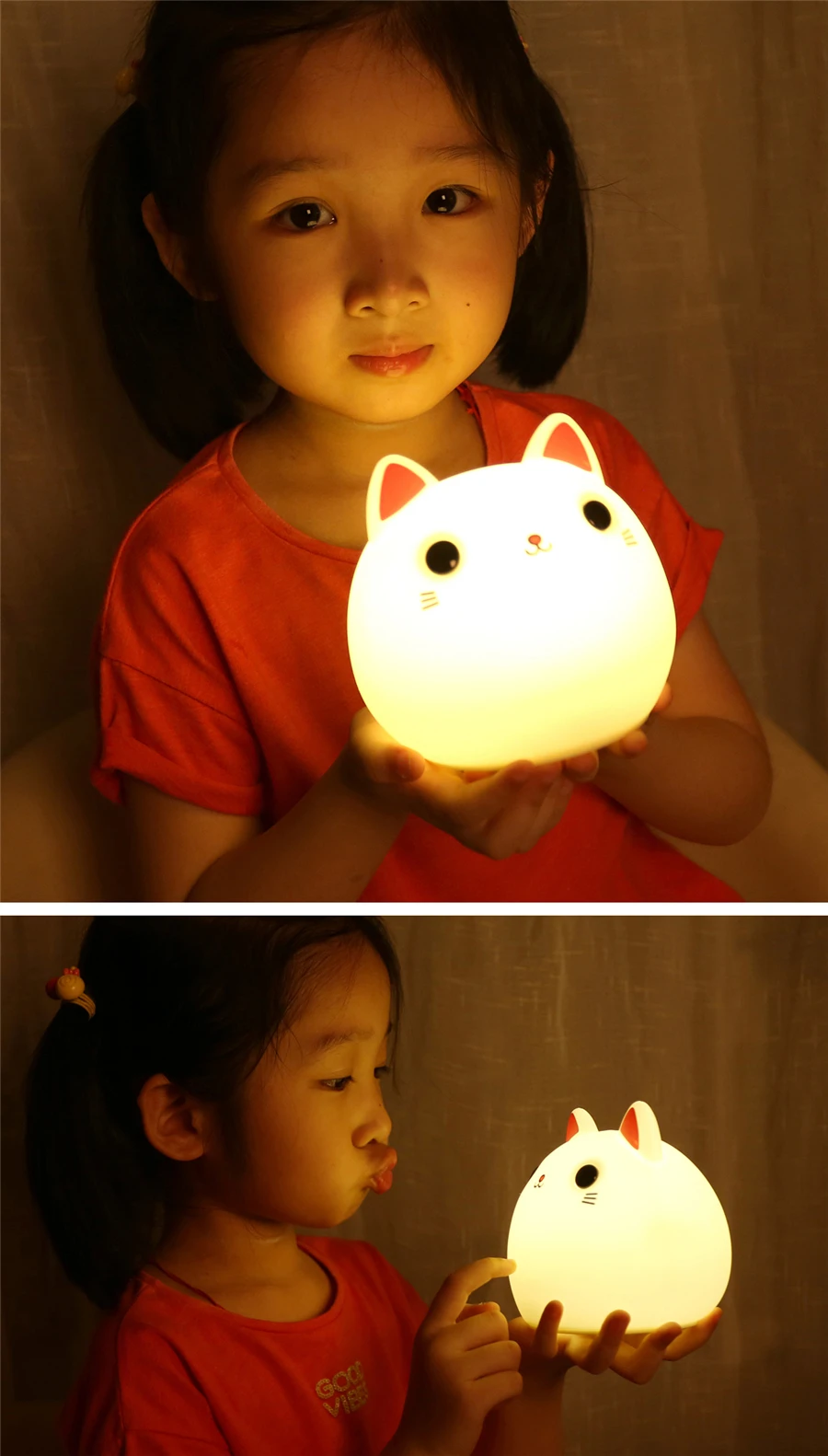 Милый силиконовый светодиодный светильник в виде кота, лампа для сна с сенсорным датчиком, светильник s, детские игрушки, подарки на Рождество и день рождения