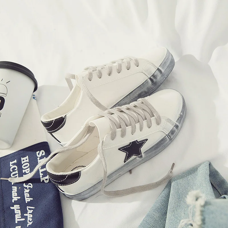 JINBEILEE Spring and Autumn  Dirty Shoes Stars Wipe Dirty Retro Old Women's Sports skateboarding Shoes Low To Help
