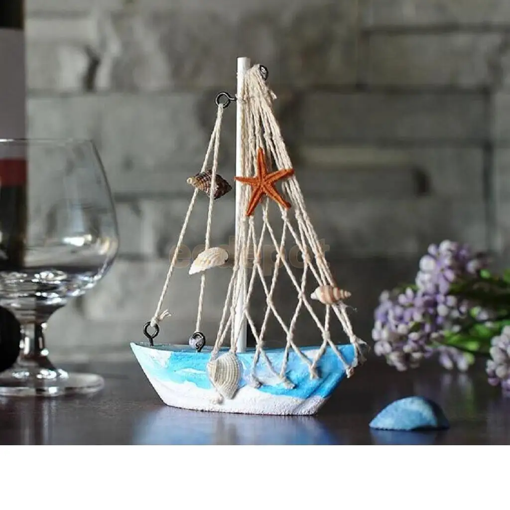 Handcrafted Wooden Nautical Sailing Boat Ornament Home Desktop Decor Christmas Gift