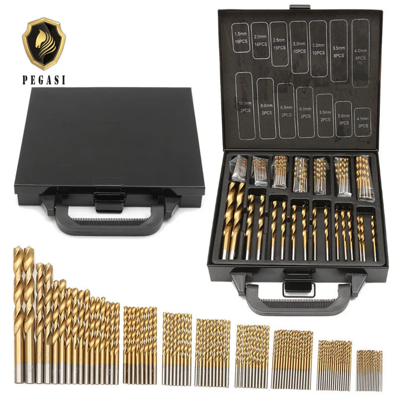 Top Quality 99pcs 1.5 10mm Titanium Coated HSS Twist Drill Bits Set And