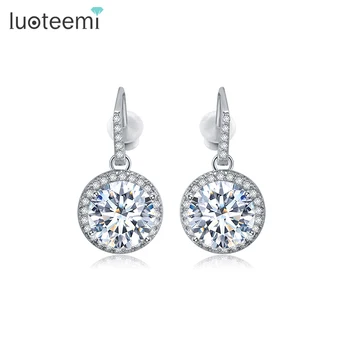 

LUOTEEMI Hot Sell Fancy Design Formal Dress Party white gold-Color Pave Setting Sparkling Crystal Cubic Zirconia Drop Earrings