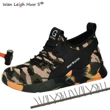 35~ 50 мужские рабочие ботинки защитная обувь дышащая легкая модная дышащая Спортивная обувь со стальным носком Летняя мужская спортивная обувь