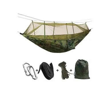 

1-2 Person Portable Outdoor Camping Hammock with Mosquito Net High Strength Parachute Fabric Hanging Bed Hunting Sleeping Swing