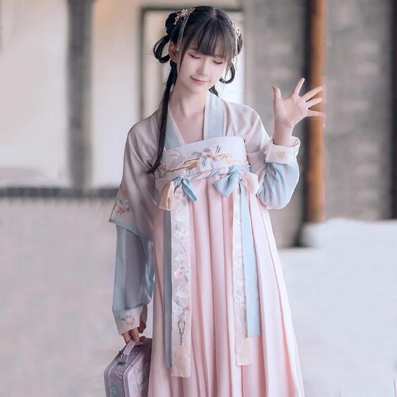 Hanfu Женский китайский национальный танец костюм вышивка сценическая одежда для певцов Восточное представление одежда Народный наряд DC1831