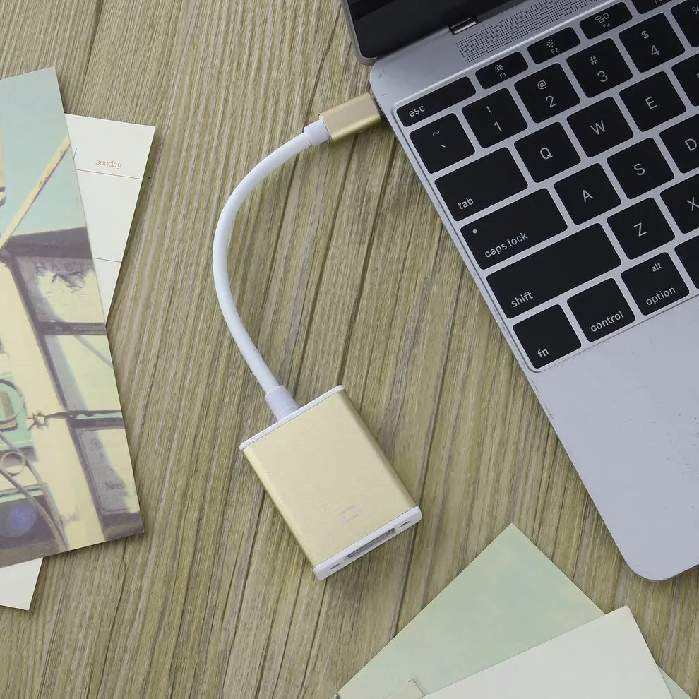 

5pcs TYPE C USB3.1 to VGA Adapter USB C to VGA Connector Golden Digital Hub