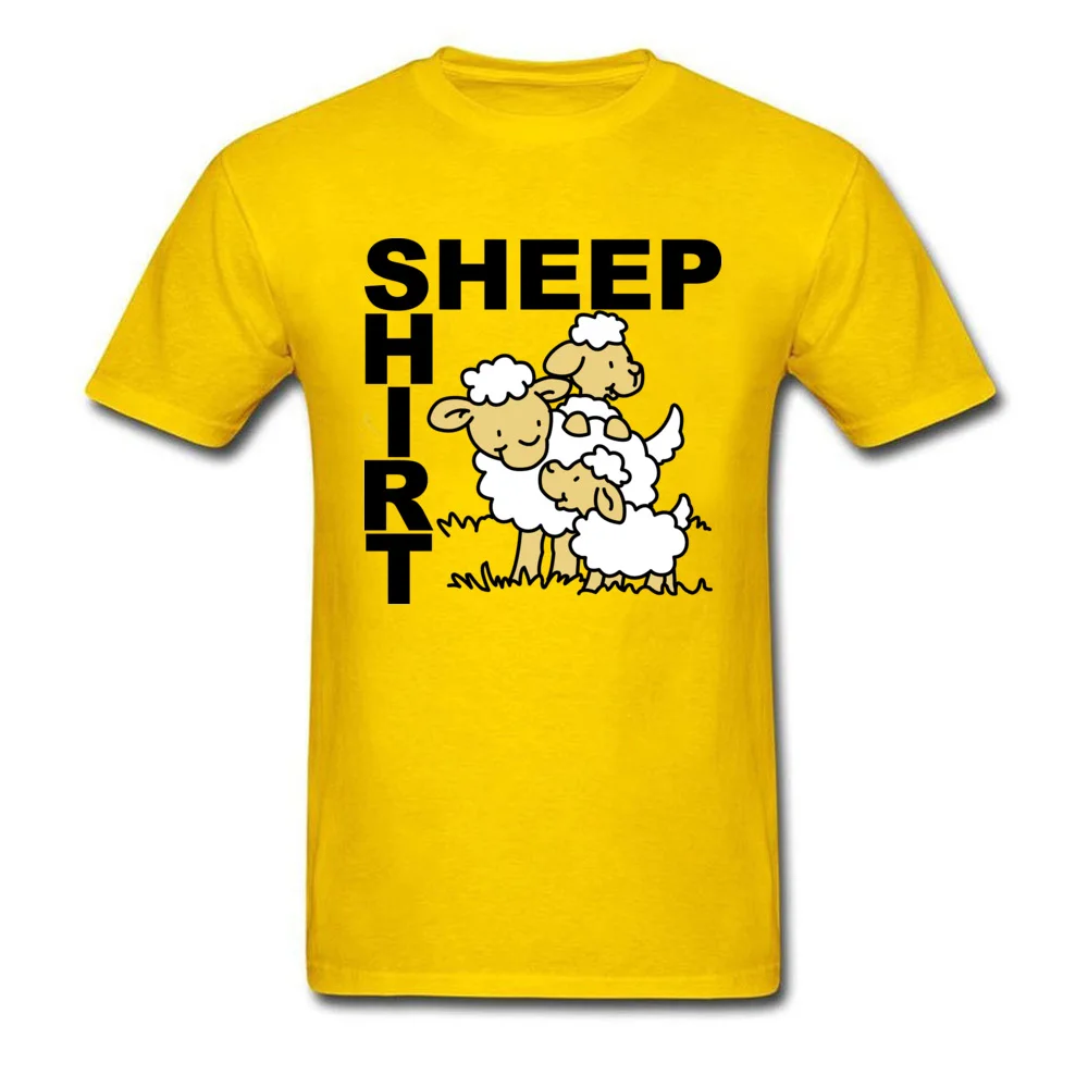Sheep Shirt NEW YEAR DAY 100% Cotton Round Collar Tops T Shirt Short Sleeve Casual Tee-Shirt Slim Fit Custom T-Shirt Sheep Shirt yellow