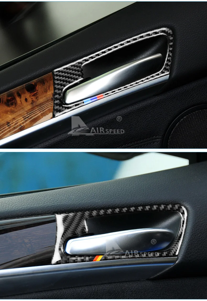 Carbon Fiber Car Interior Door Handle Cover Stickers Decoration Mouldings for BMW E70 X5 E71 X6 2008-2014 Accessories (8)