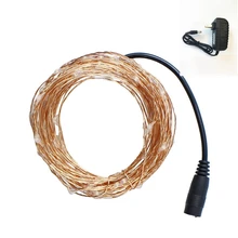 10 м Медь светодиодной строки Строка Фея Света 100led+ 12 В 1A адаптер питания для вечерние свадебные Рождество украшения