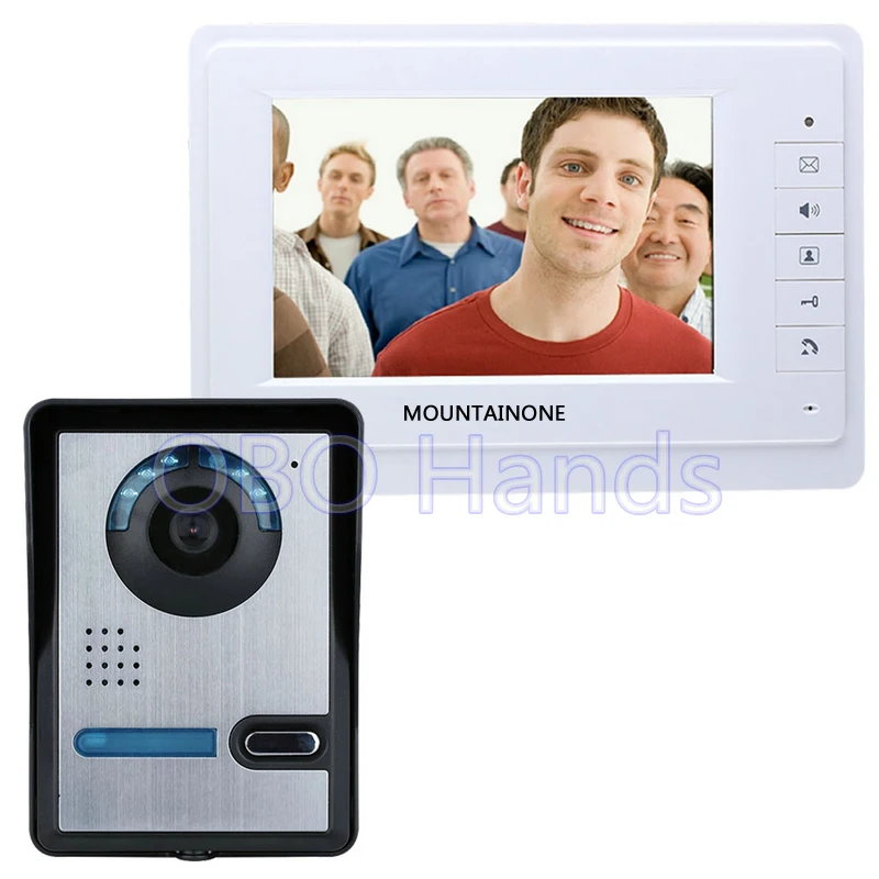 

Free shipping 7'' wired color video door phone Intercom system video doorbell kit IR 1 outdoor camera +1 monitor 819FA11
