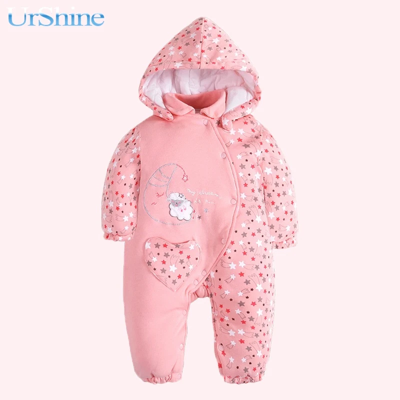 Winter Cotton Fabric One Piece Baby Girl Romper Winter Clothes