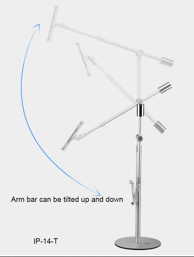 360 градусов полный вращающийся алюминиевый сплав 4,7-12 дюймов планшет ПК стенд гибкий телефон планшет держатель Монтажный Кронштейн - Цвет: IP-14-T