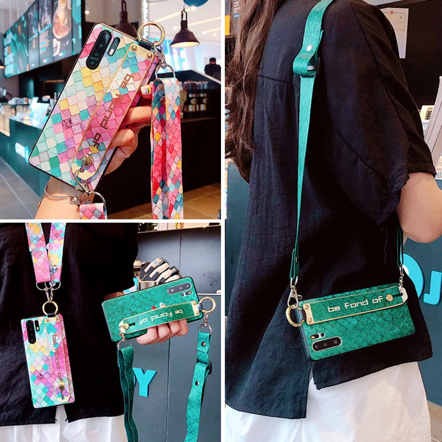 

shoulder strap tpu+pc case for xiaomi redmi note 7 5 pro mi 9 8 se lite case cover fashion scale wristband holder phone bag capa