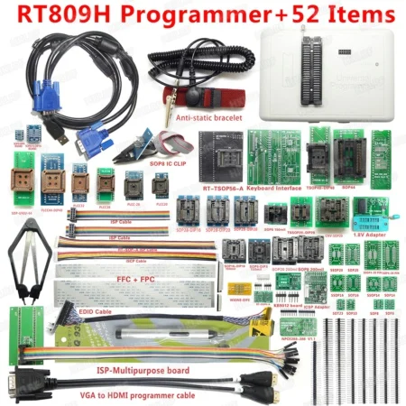 RT809H emmc-nand вспышка чрезвычайно быстрый Универсальный программатор+ 38 деталей+ кабель EDID с кабелями emmc-nand - Цвет: RT809H-52 Items