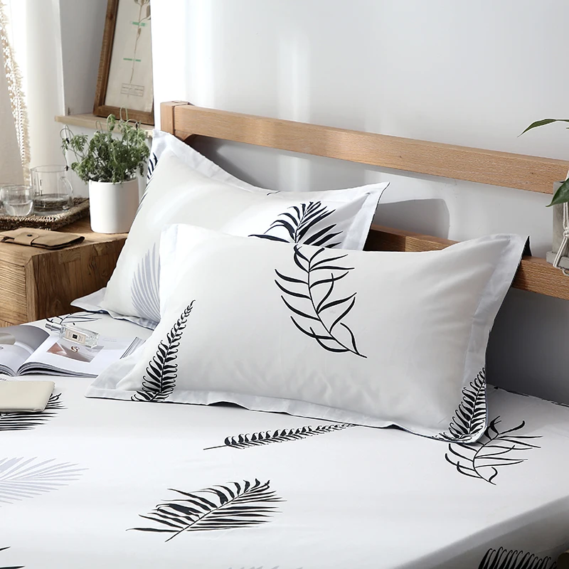 Ins نمط رمادي يترك نمط 3 Pcs روبا دي كاما غطاء سرير قطن فندق المنزل السرير مصنع بالجملة يمكن تخصيص روبا دي كاما