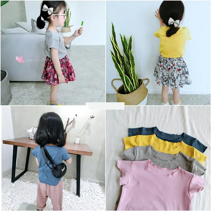 

The Summer T-shirts Of 2018 A Short Sleeved Knit Thin Color T-shirt Girl Child's New. Baby Girl Clothes