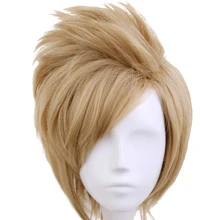 Головной убор+ Final Fantasy XV Prompto лохматый слоистый короткий прямой блонд Синтетический Косплей парик для мужчин костюм на Хэллоуин