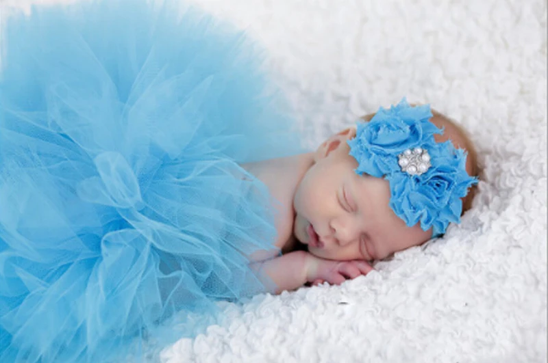 Юбка-пачка для новорожденных девочек от 0 до 24 месяцев повязка на голову с цветочным рисунком, реквизит для фотосессии, комплект детской одежды из 2 предметов - Цвет: Черный